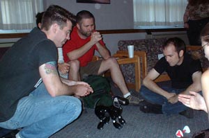 Sean, BK, and Will A. with the Aibo